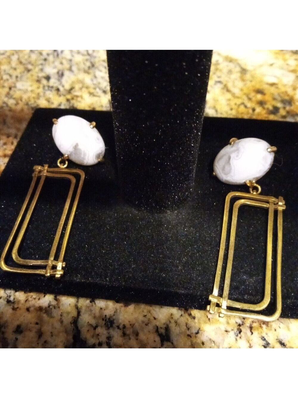 Lindsay Lewis Brass Donna Earrings Vintage Retro Modern Geometric Jewelry